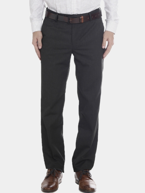 

Double Two Men Black Comfort Slim Fit Self Design Formal Trousers