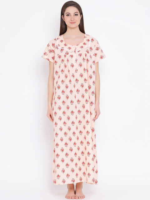 

Clovia Orange Printed Nightdress NS1177P16O