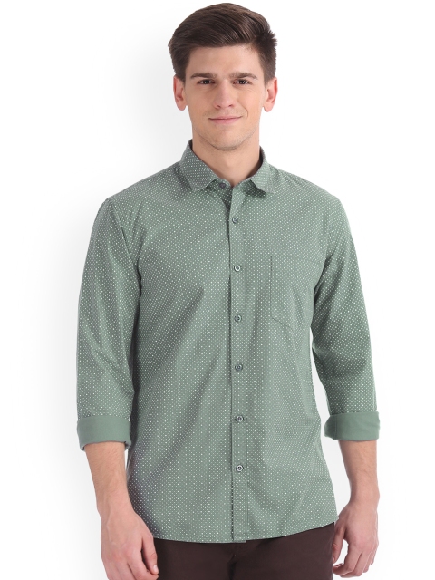 

Ruggers Men Olive Green Regular Fit Printed Casual Shirt