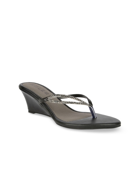 

SOLES Women Black Solid Sandals