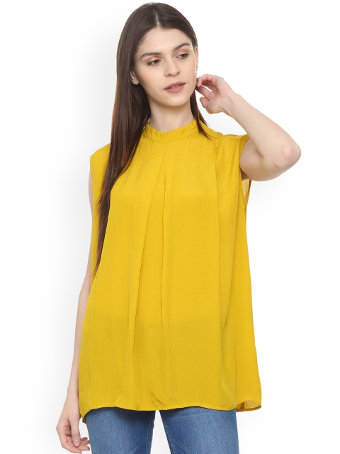 

Van Heusen Woman Women Yellow Solid A-Line Top