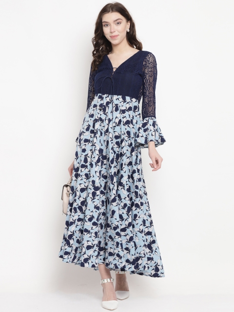 

Abiti Bella Women Navy Blue Printed Maxi Dress