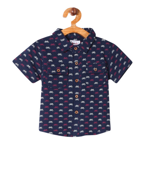 

Donuts Boys Navy Blue Regular Fit Printed Casual Shirt