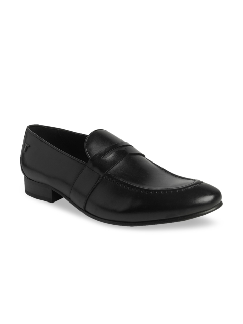 

TONI ROSSI Men Black Leather Formal Slip-Ons