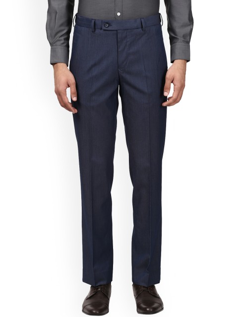 

Park Avenue Men Navy Blue Regular Fit Solid Formal Trousers