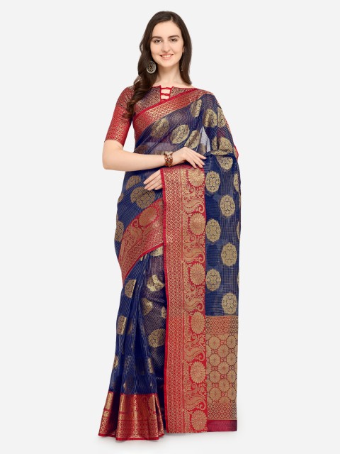 

Saree Swarg Blue Organza Woven Design Banarasi Saree
