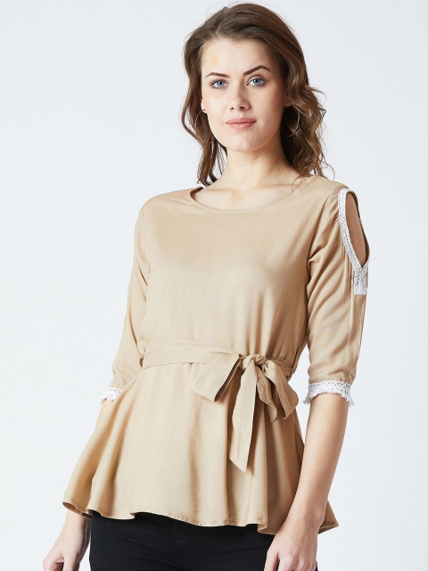 

The Dry State Women Coffee Brown Solid A-Line Top