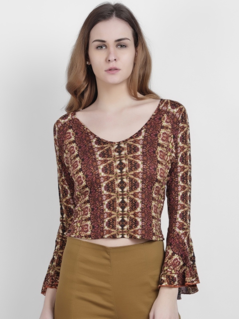 

LA LOFT Women Brown Printed Top