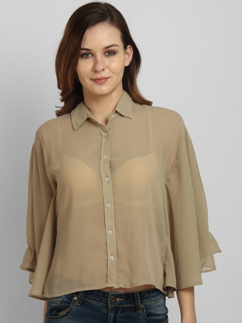 

LA LOFT Women Beige Regular Fit Solid Casual Shirt