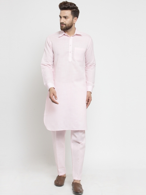 

TREEMODA Men Pink Solid Pathani Kurta with Pyjamas