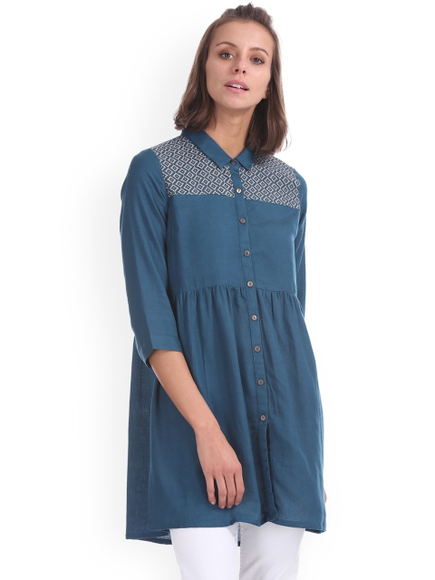 

Bronz Teal Blue Printed Tunic