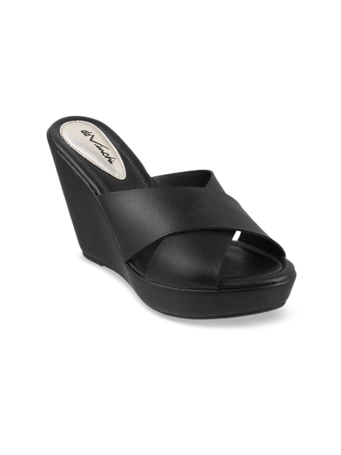 

DAVINCHI Women Black Solid Sandals