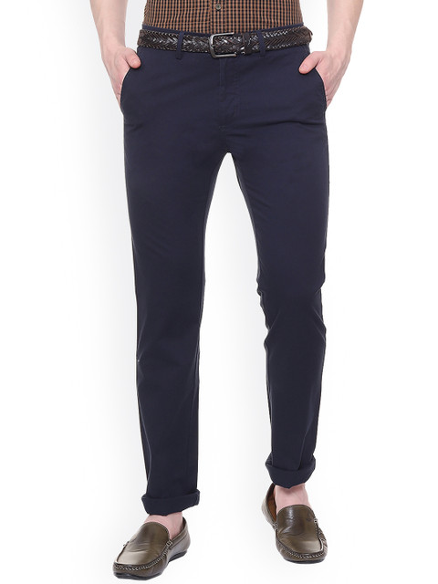 

Allen Solly Men Blue Regular Fit Self Design Regular Trousers
