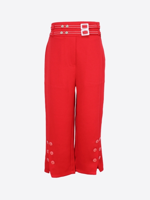 

CUTECUMBER Girls Red Solid Regular Fit Capris