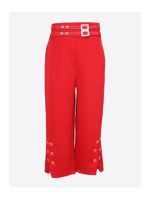 

CUTECUMBER Girls Red Solid Regular Fit Capris