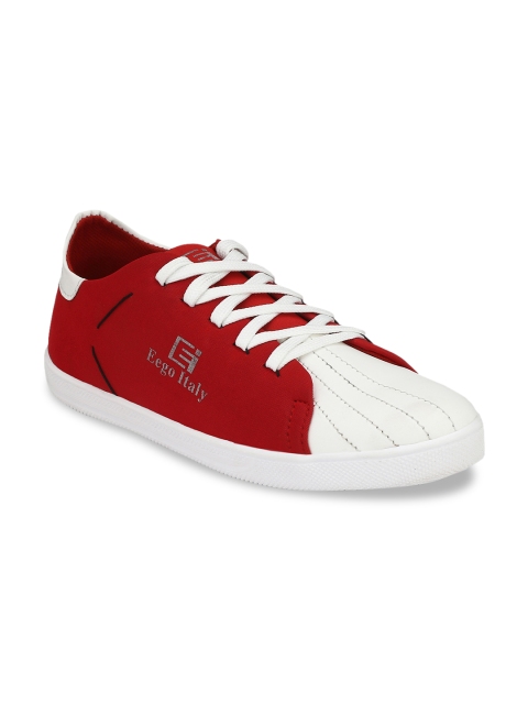 

Eego Italy Men Red & White Colourblocked Sneakers