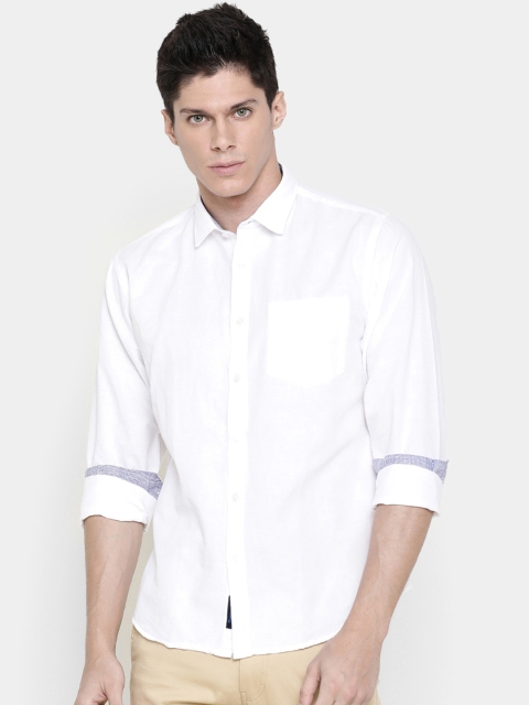 

Linen Club Men White Regular Fit Solid Linen Casual Shirt