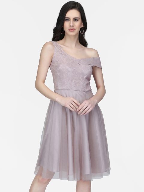 

Eavan Women Grey Self Design Fit and Flare Dress