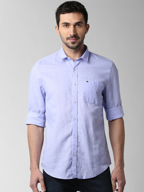 Peter England Casuals Men Lavender Slim Fit Solid Casual Shirt