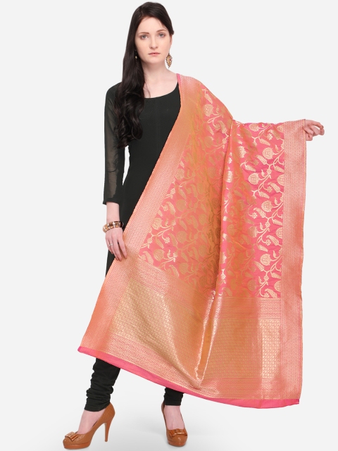 

mf Coral Pink Woven Design Dupatta