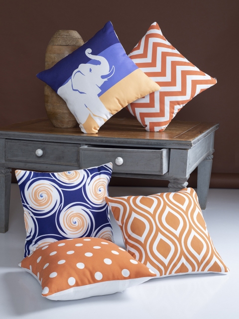 

Alina decor Multicoloured Set of 5 Geometric Square Cushion Covers, Multi