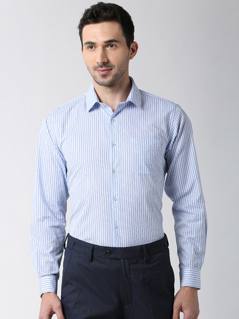 

Peter England Men Blue Regular Fit Striped Formal Shirt