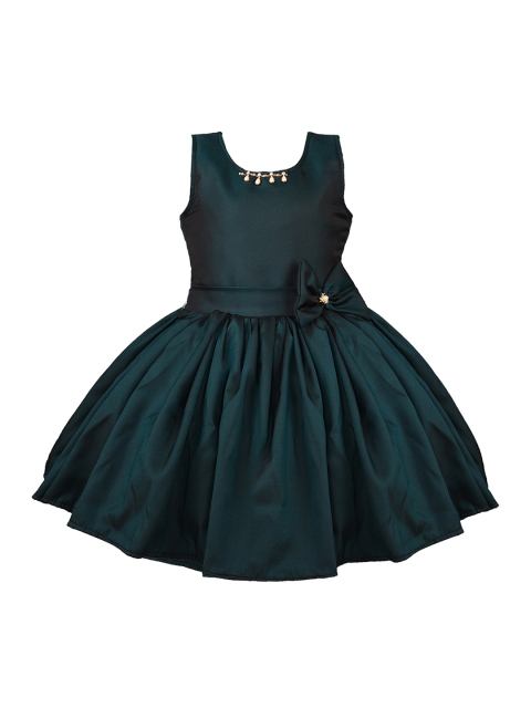 

Wish Karo Girls Green Solid Silk Fit and Flare Dress