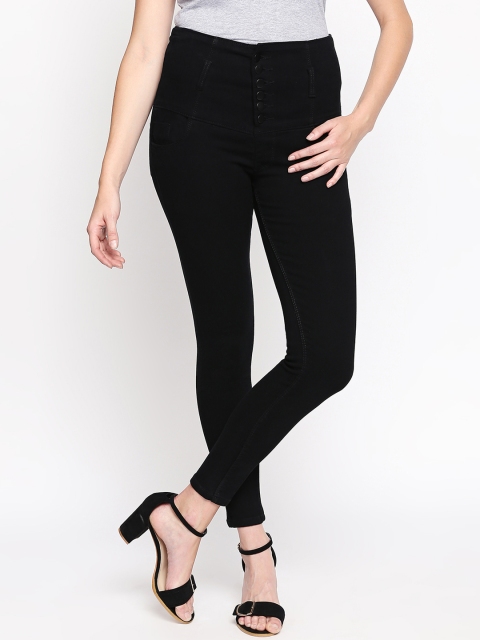 

PURPLE WATER Women Black Slim Fit High-Rise Clean Look Stretchable Jeans