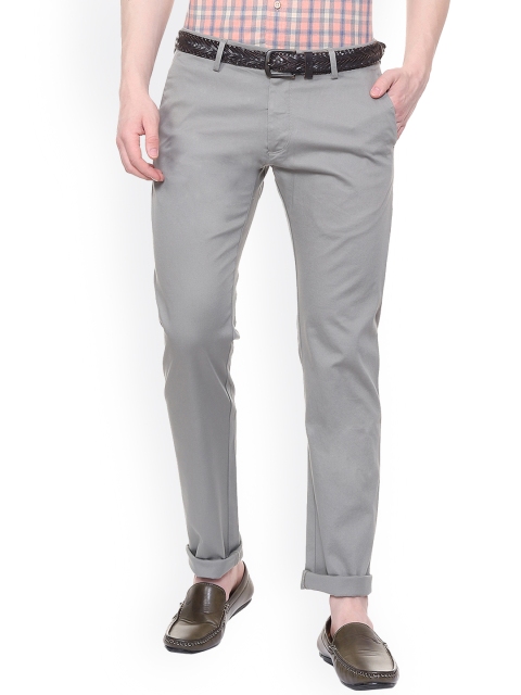 

Allen Solly Men Grey Slim Fit Self Design Regular Trousers