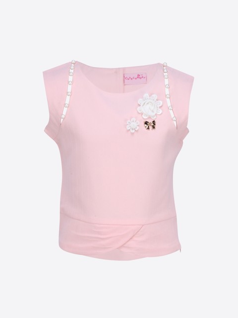 

CUTECUMBER Girls Pink Embellished Top