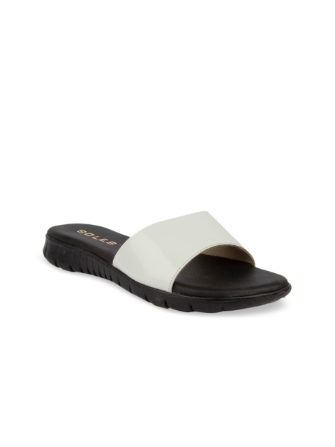 

SOLES Women White Solid Open Toe Flats