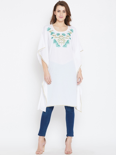 

Bitterlime White Embroidered Tunic