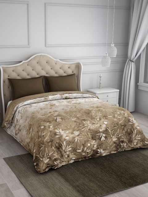 

SPACES Brown Floral AC Room 300 GSM Double Bed Comforter