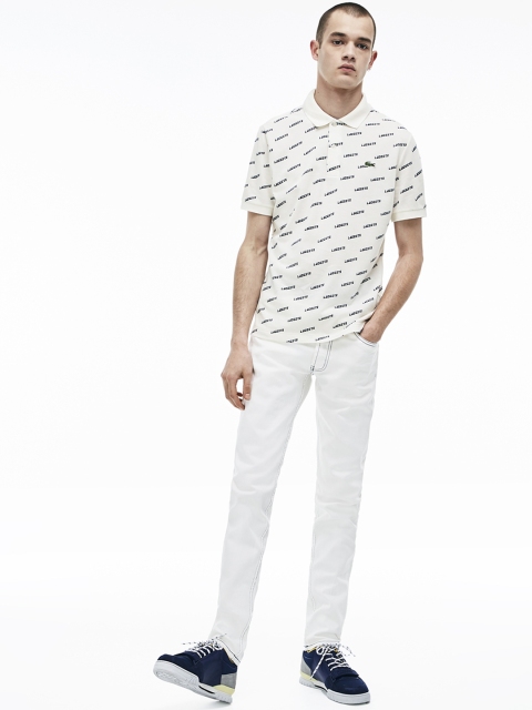 

Lacoste LIVE Men White Printed PUltra Slim Fit olo Shirt