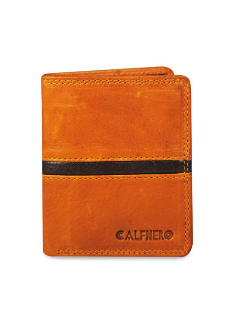 

CALFNERO Men Brown Solid Leather Two Fold Wallet