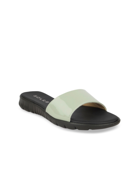 

SOLES Women Green Solid Open Toe Flats