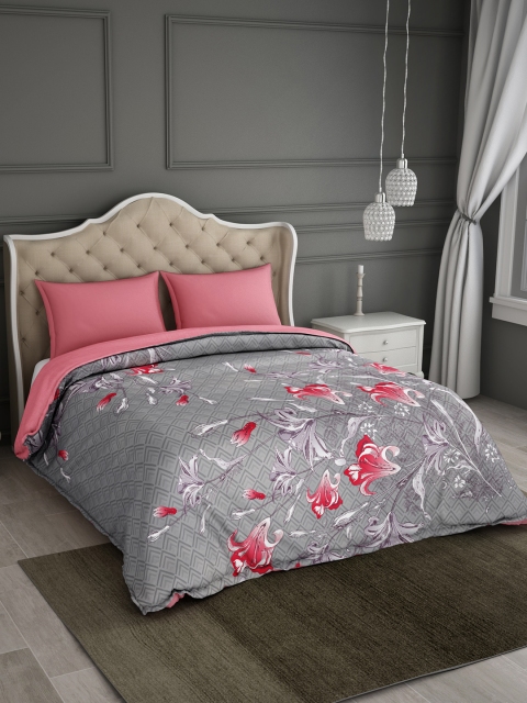 

SPACES Grey & Pink Floral AC Room 150 GSM Double Bed Comforter
