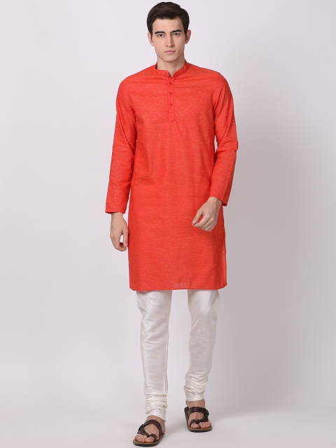 

British Club Men Rust Solid Straight Kurta