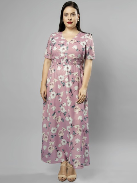 

FabAlley Curve Plus Size Women Pink Floral Printed Maxi Dress