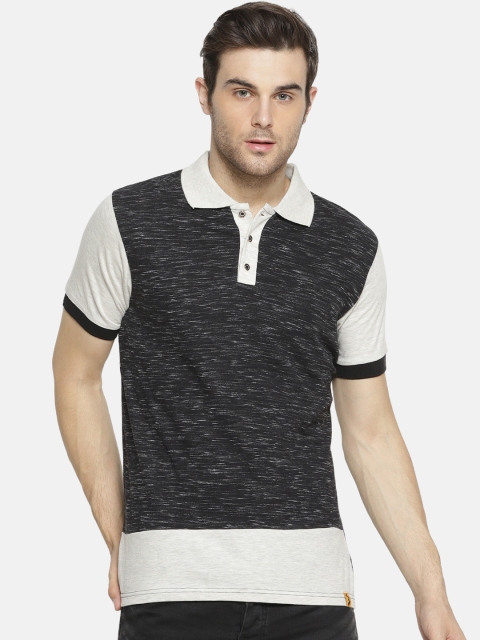

Campus Sutra Men Black Colourblocked Polo Collar T-shirt