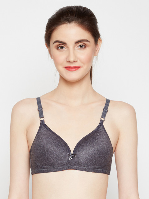 

Golden Girl Charcoal Grey Solid Non-Wired Lightly Padded Everyday Bra 2039_Black