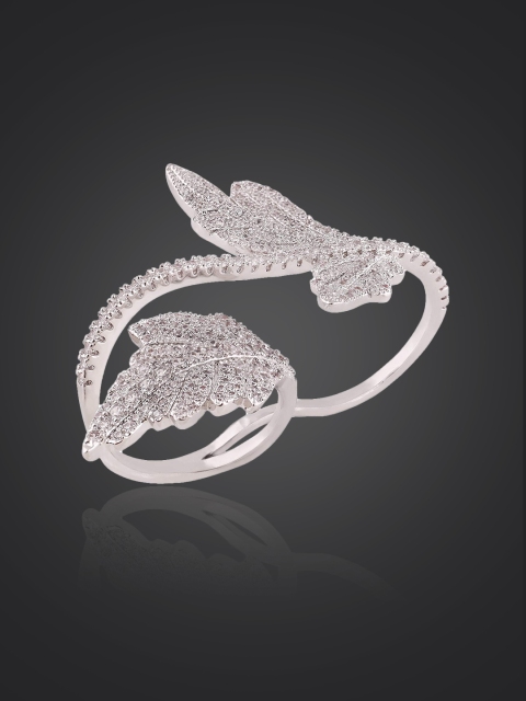 

Shaze Women Silver-Plated Stone-Studded Ring