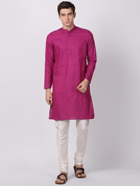 

British Club Men Purple Solid Straight Kurta