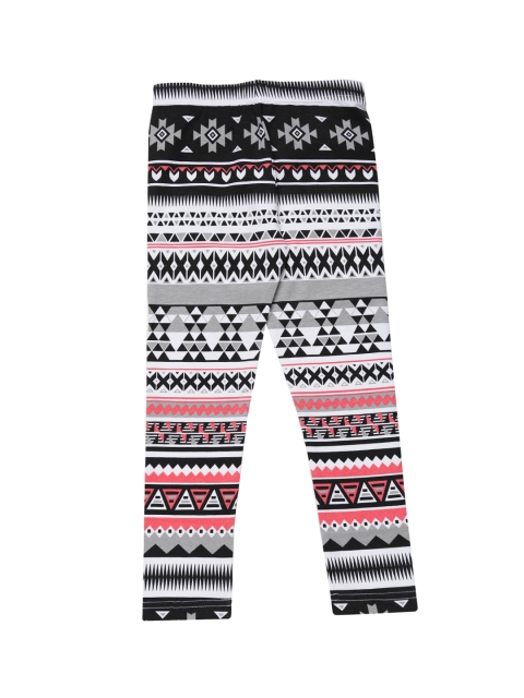 

De Moza Girls Multicoloured Printed Ankle-Length Leggings, Multi