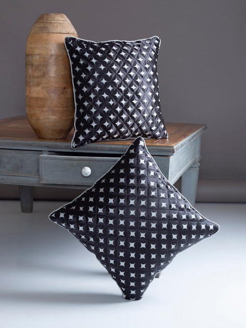 

Alina decor Black Set of 2 Geometric Square Cushion Covers