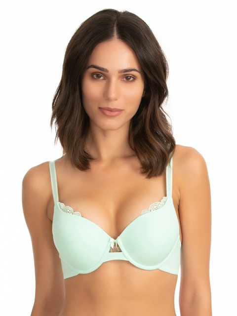 

Zivame Green Solid Underwired Heavily Padded Push-Up Bra ZI1569FASHAGREN