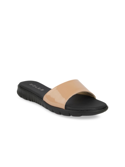 

SOLES Women Beige Solid Open Toe Flats
