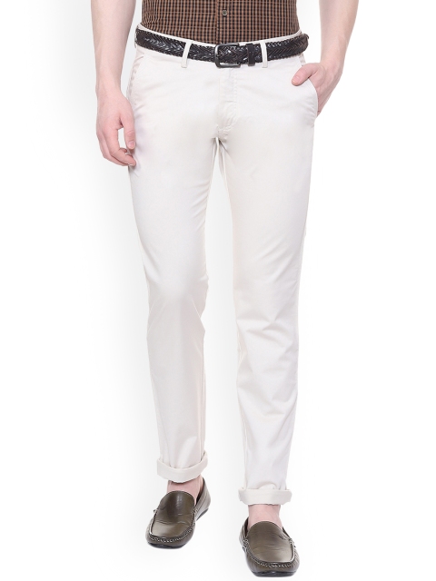 

Allen Solly Men White Slim Fit Solid Regular Trousers