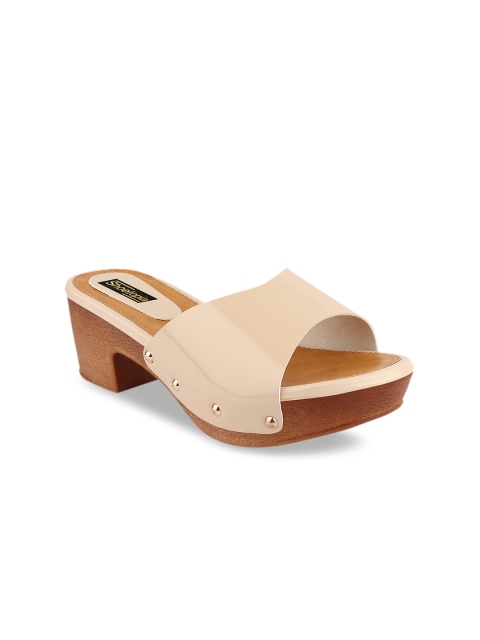 

Shoetopia Women Cream-Coloured Solid Sandals