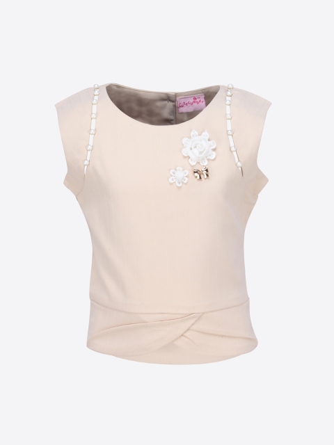

CUTECUMBER Girls Beige Embellished Top